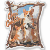 Corgi-Land – Lustiges Corgi-Shirt, Rustikale Ameri Aufkleber (Vorderseite)
