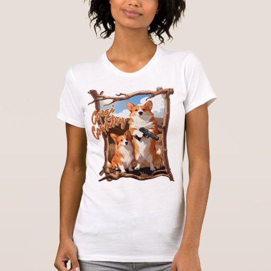 Corgi-Land – Lustiges Corgi-Shirt, Rustikale Ameri T-Shirt (Vorderseite)