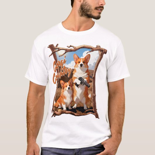 Corgi-Land – Lustiges Corgi-Shirt, rustikale Ameri T-Shirt (Vorderseite)