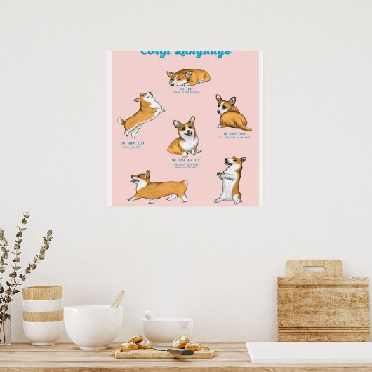 Corgi Language Print Poster (Küche)