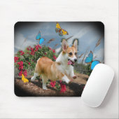 Corgi-Läufe mit Schmetterlingen Mousepad (Mit Mouse)