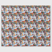 Corgi läuft im Schnee mit Weihnachtshut Geschenkpapier (Flach)