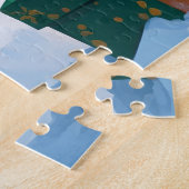 Corgi läuft im Schnee mit Weihnachtshut Puzzle (Seite)