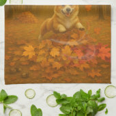 Corgi Leaf Leap Küchentücher (Gefaltet)