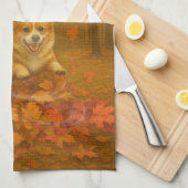 Corgi Leaf Leap Küchentücher (Viertel Falte)