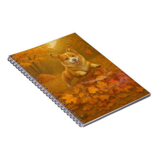 Corgi Leaf Leap Notizblock (Rechte Seite)