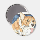 Corgi leckt den Erdnussbutterfass Magnet (Vorderseite/Rückseite)