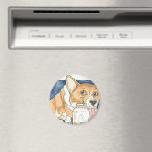 Corgi leckt den Erdnussbutterfass Magnet (In Situ (Geschirrspüler))