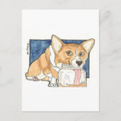 Corgi leckt den Erdnussbutterfass Postkarte (Vorderseite)