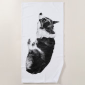 Corgi Leise Linie Strandtuch (Vorderseite)