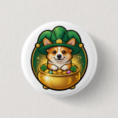 Corgi Leprechaun Pot of Gold St. Patrick’s Day T Button (Vorderseite)