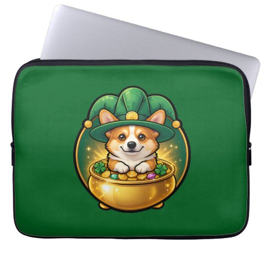 Corgi Leprechaun Pot of Gold St. Patrick’s Day T Laptopschutzhülle (Vorderseite)