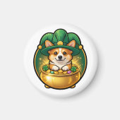 Corgi Leprechaun Pot of Gold St. Patrick’s Day T Magnet (Vorne)
