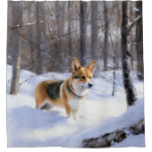 Corgi Let It Snow Weihnachten Duschvorhang (Vorderseite)