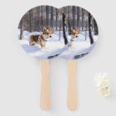 Corgi Let It Snow Weihnachten Fächer (Vorne und Hinten)