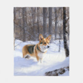 Corgi Let It Snow Weihnachten Fleecedecke (Vorderseite)