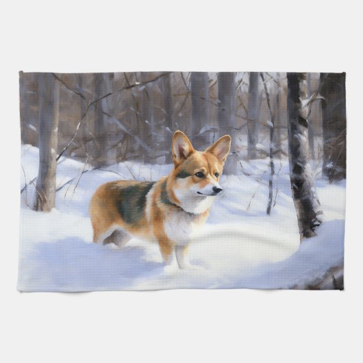 Corgi Let It Snow Weihnachten Geschirrtuch (Horizontal)
