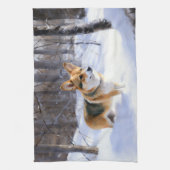 Corgi Let It Snow Weihnachten Geschirrtuch (Vertikal)