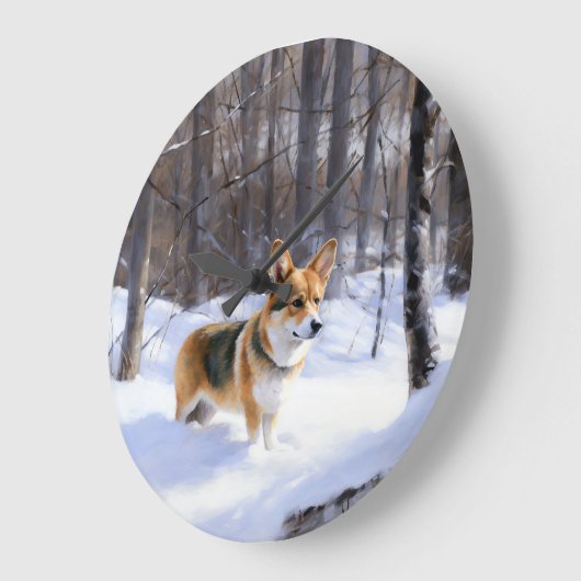 Corgi Let It Snow Weihnachten Große Wanduhr (Winkel)