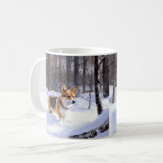 Corgi Let It Snow Weihnachten Kaffeetasse (Vorderseite Links)