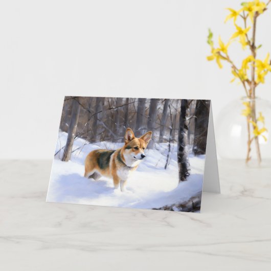 Corgi Let It Snow Weihnachten Karte (Gelbe Blume)