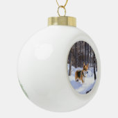 Corgi Let It Snow Weihnachten Keramik Kugel-Ornament (Links)