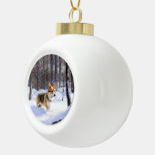 Corgi Let It Snow Weihnachten Keramik Kugel-Ornament (Rechts)