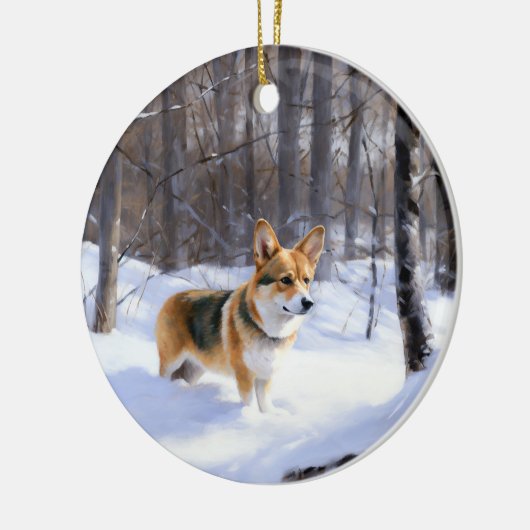 Corgi Let It Snow Weihnachten Keramik Ornament (Links)