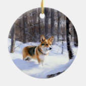 Corgi Let It Snow Weihnachten Keramik Ornament (Hinten)