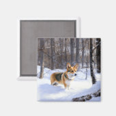 Corgi Let It Snow Weihnachten Magnet (Vorderseite/Rückseite)