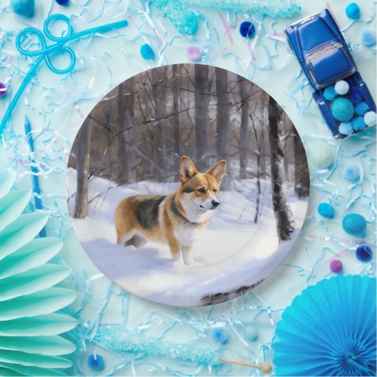 Corgi Let It Snow Weihnachten Pappteller (Party)