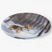 Corgi Let It Snow Weihnachten Pappteller (Schrägansicht)