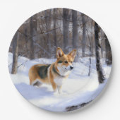 Corgi Let It Snow Weihnachten Pappteller (Vorderseite)