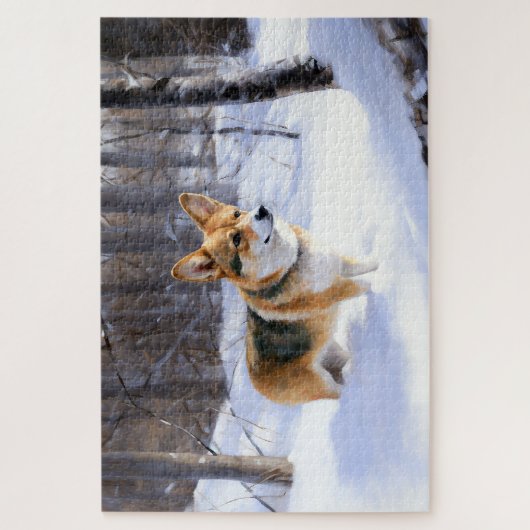 Corgi Let It Snow Weihnachten Puzzle (Vertikal)