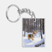 Corgi Let It Snow Weihnachten Schlüsselanhänger (Vorderseite links)