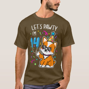 Corgi Let's Pawty Ich bin 14. Geburtstag 14 Jahre T-Shirt