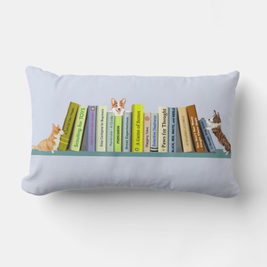 Corgi Library Throw Pillow Lendenkissen (Vorderseite)