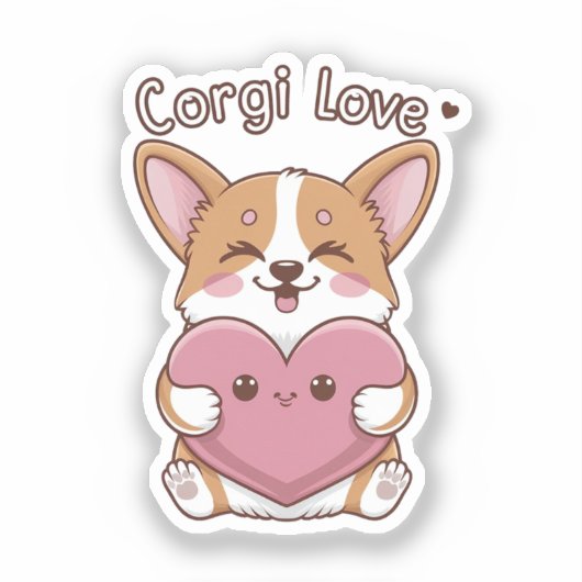 Corgi Liebe Aufkleber (Vorderseite)