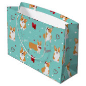 Corgi Liebe Cartoon Muster mit benutzerdefiniertem Große Geschenktüte (Rückseite Schrägansicht)