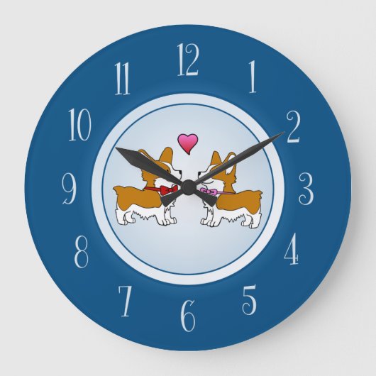 Corgi Liebe Große Wanduhr (Vorderseite)