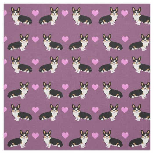  Corgi Liebe lila Herzen Stoff (Muster)