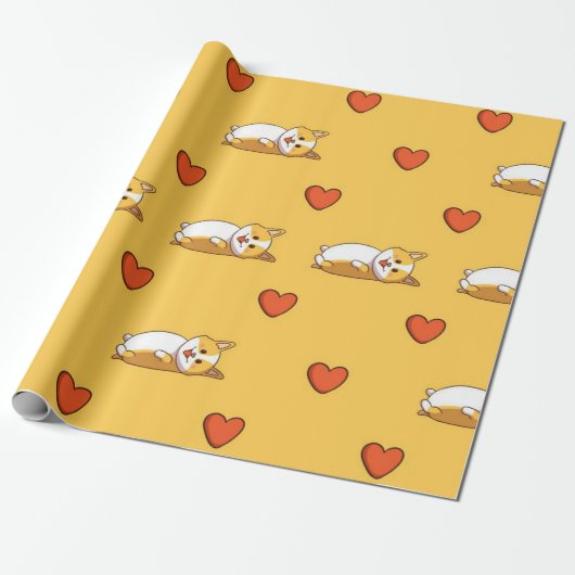 Corgi-Liebe-Muster Geschenkpapier (Ungerollt)