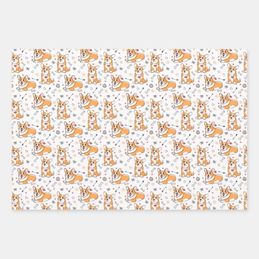 Corgi Liebe Nahtlose Papiertücher Geschenkpapier Set (Vorderseite 2)