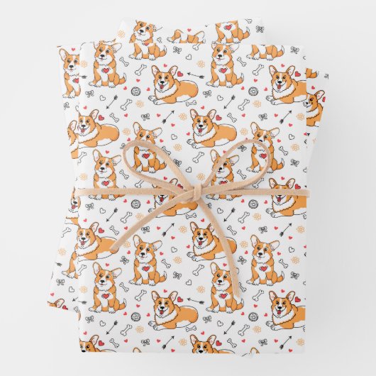 Corgi Liebe Nahtlose Papiertücher Geschenkpapier Set (Beispiel)