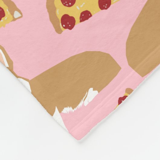 Corgi Liebe Pizza pizza pink Fleecedecke (Ecke)