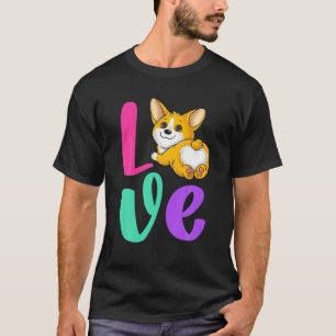 Corgi Liebe Retro Rosa Aquamariner Lila Hund Lover T-Shirt