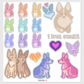 Corgi Liebe Sticker Pack (Blatt)