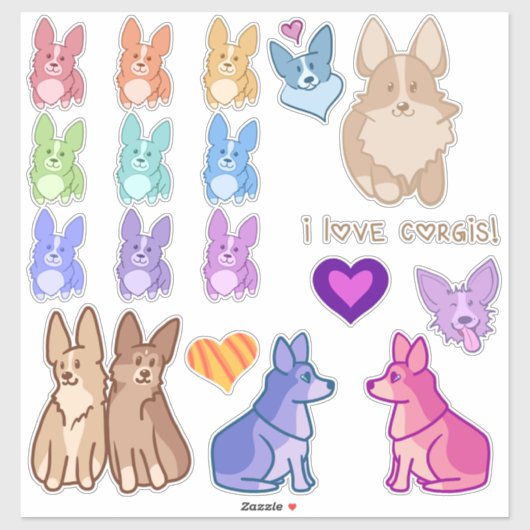 Corgi Liebe Sticker Pack (Blatt)
