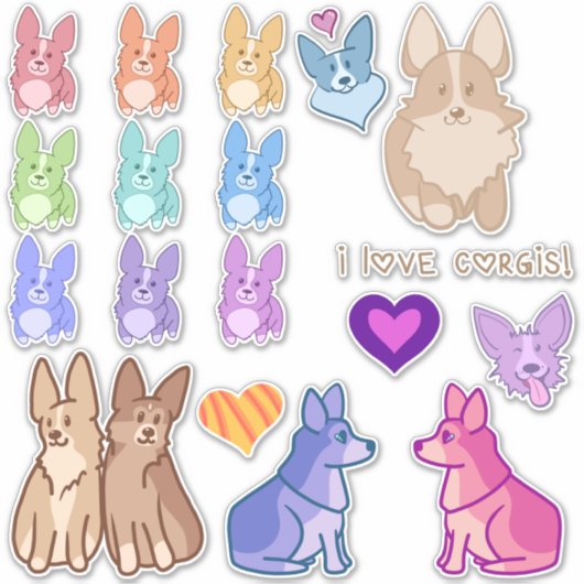 Corgi Liebe Sticker Pack (Vorderseite)