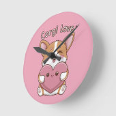 Corgi Liebe Wall Clock Runde Wanduhr (Winkel)